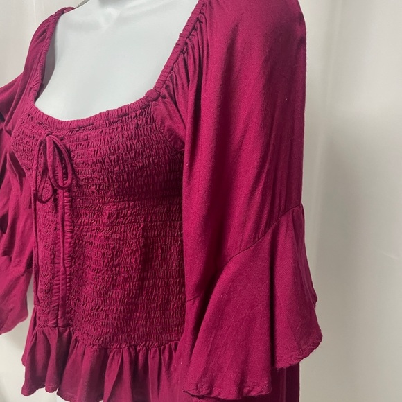 Billa 77 Smocked Crop Top off shoulders or On Flowing Double Bell sleeves India - Picture 6 of 8